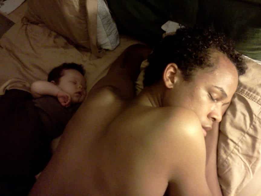 infant co-sleeping next to dad