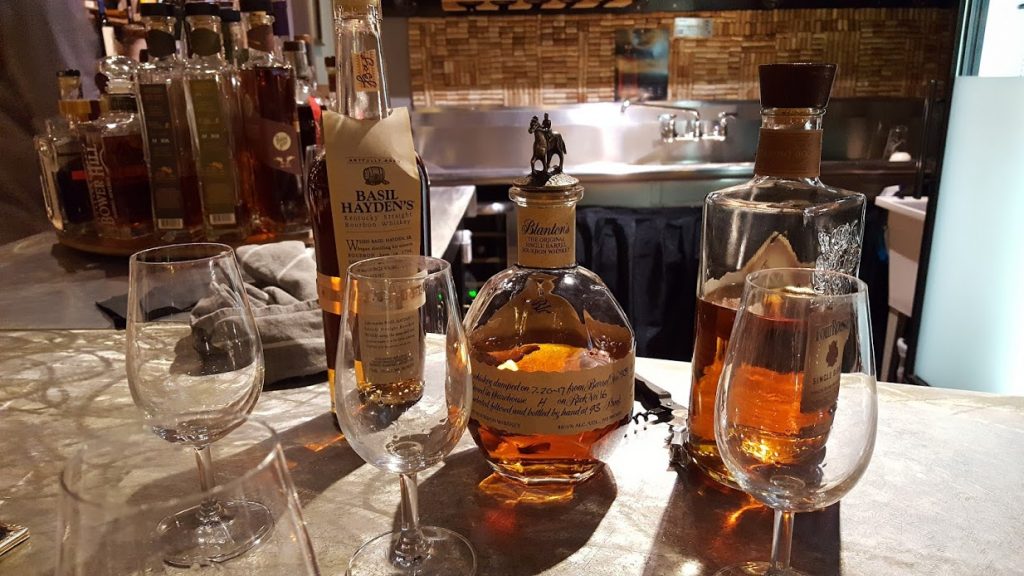Bourbon tasting selections at Taste Spirits in Louisville, Kentucky 