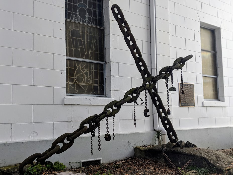 Tomb of the Unknown Slave sculpture at St. Augustine Church in New Orleans