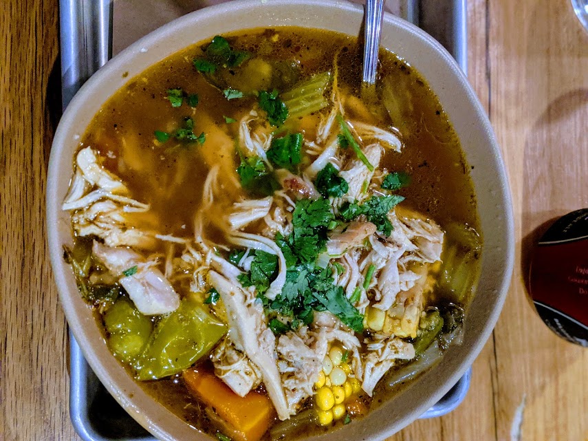 Mexican chicken soup from Bartaco in  Nashville, Tennessee. 