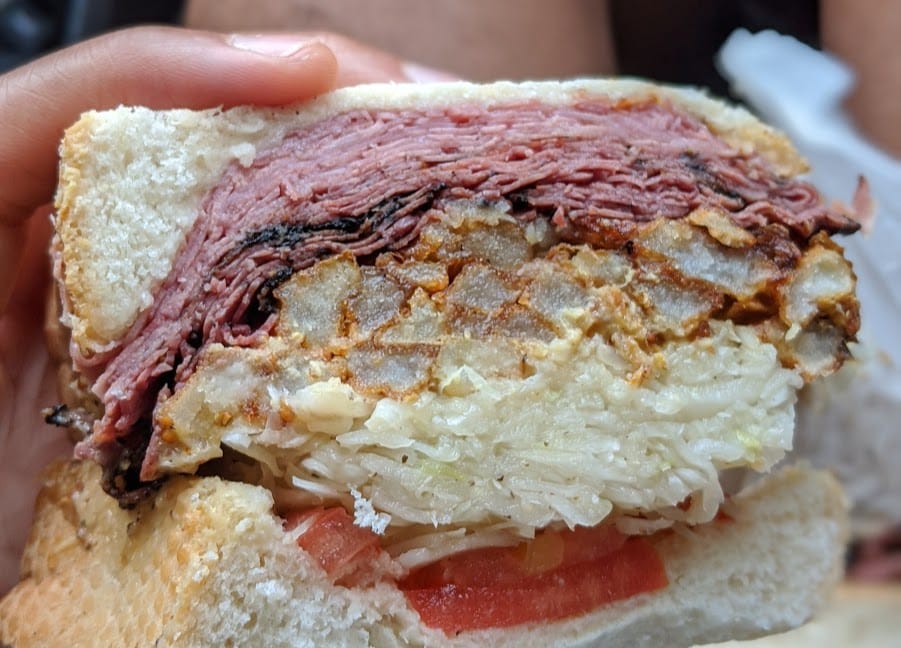 Primanti bros corned beef and fries sandwich