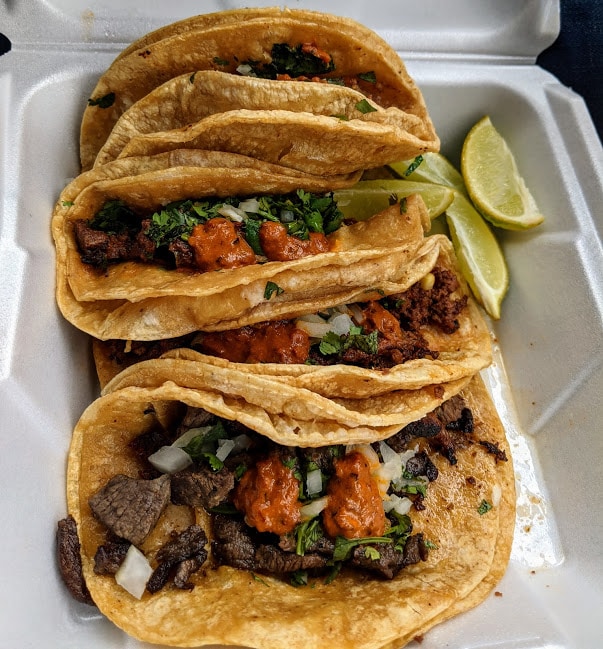 Authentic Mexican tacos from Chela's in Dexter, Michigan. 