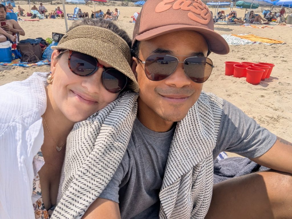 Dewan Gibson (author) and wife on Rehoboth Beach, Delaware. 